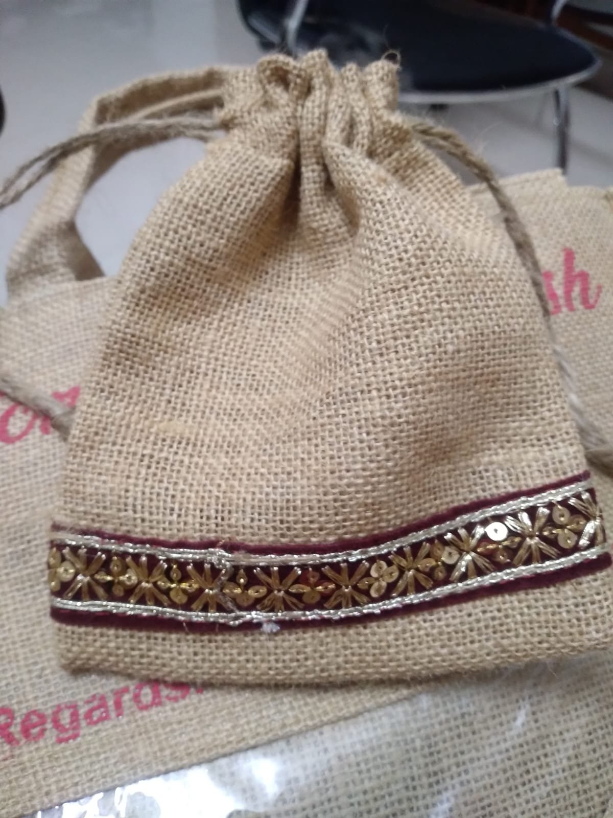 Jute Drawstring Potli Bag