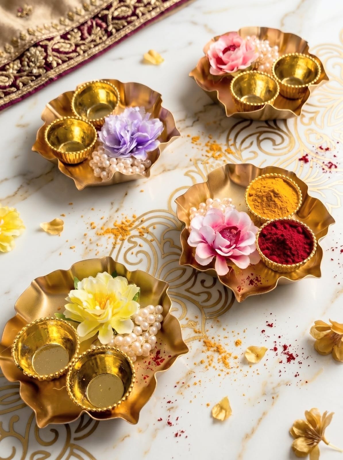 Mini Floral Brass Pooja Thali