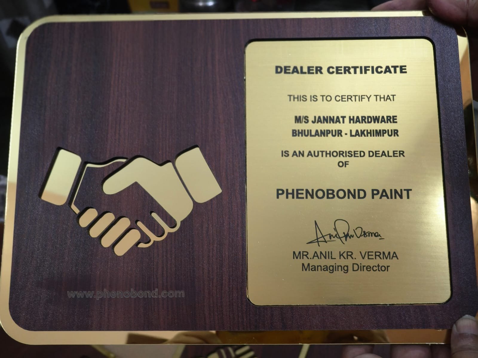 Dealer Certificate Plate