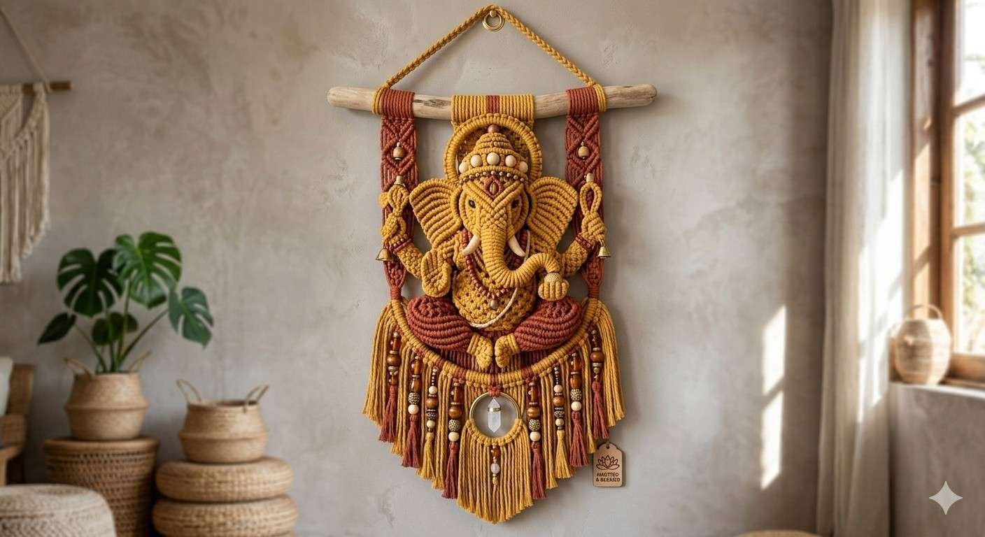Handcrafted Macrame Ganesha Wall Hanging