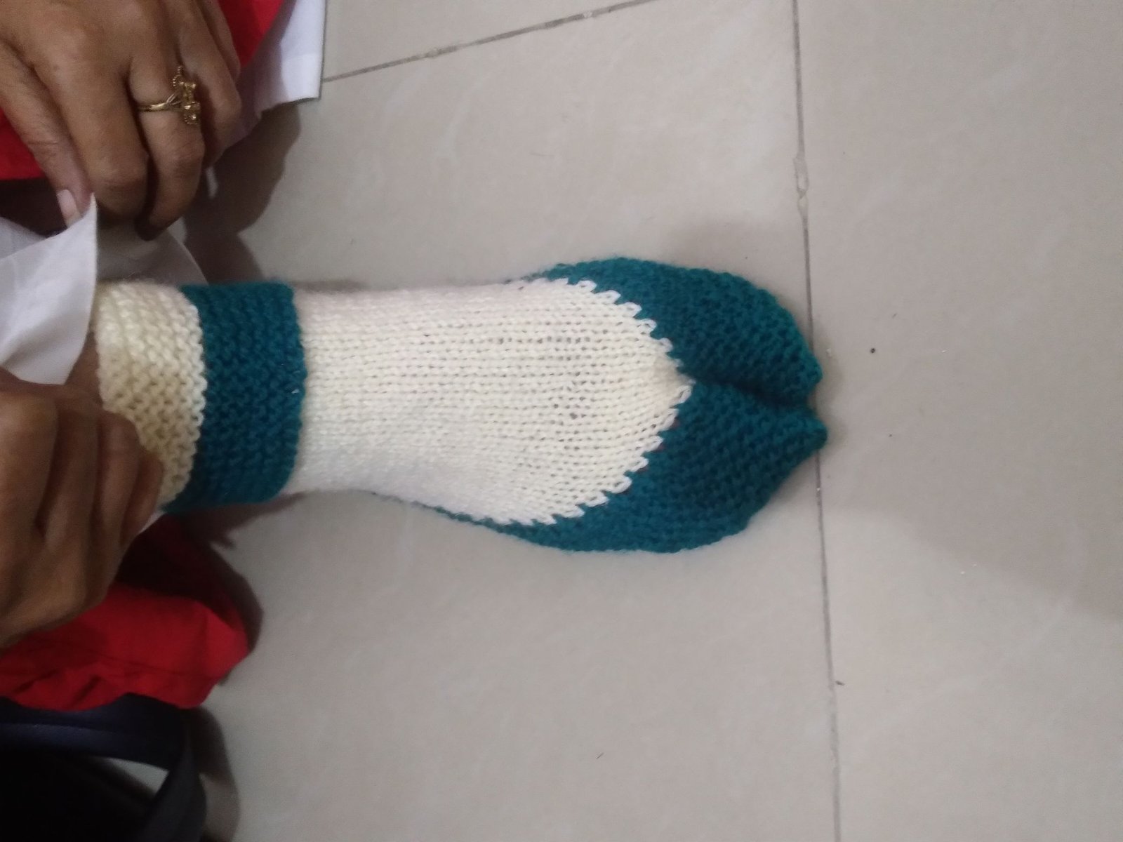 Hand-knitted wool sock