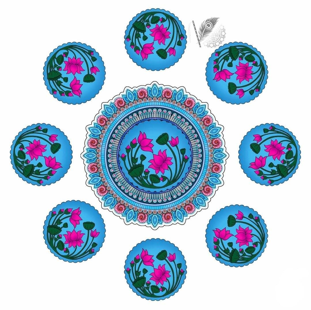 Lotus & Floral Mandala Rangoli